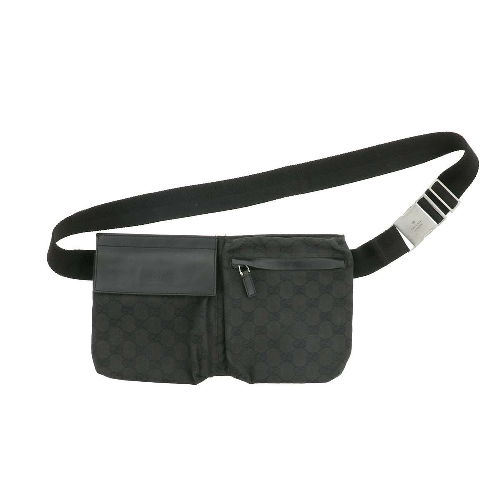 GUCCI GG Canvas Waist Body Crossbody Bag Body Black